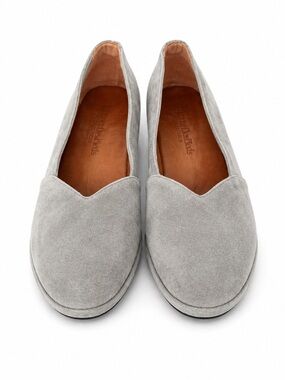 Women's Suede Slip-On Flats in soft light grey
